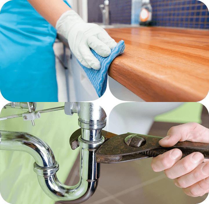 A person is holding a cloth and fixing the faucet.